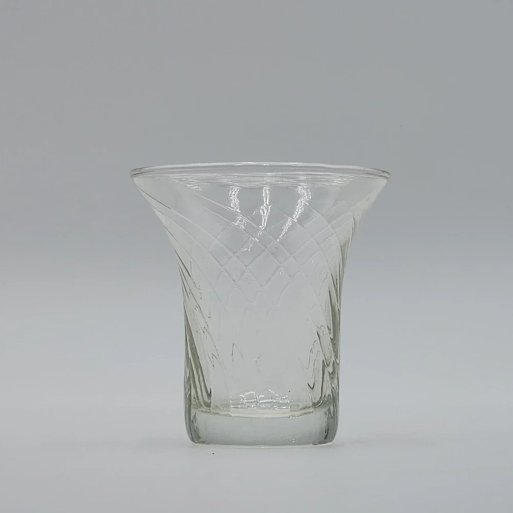 Clear Glass Flared Bud Vase Twisted Swirl Design Heavy Base MCM Candle Holder